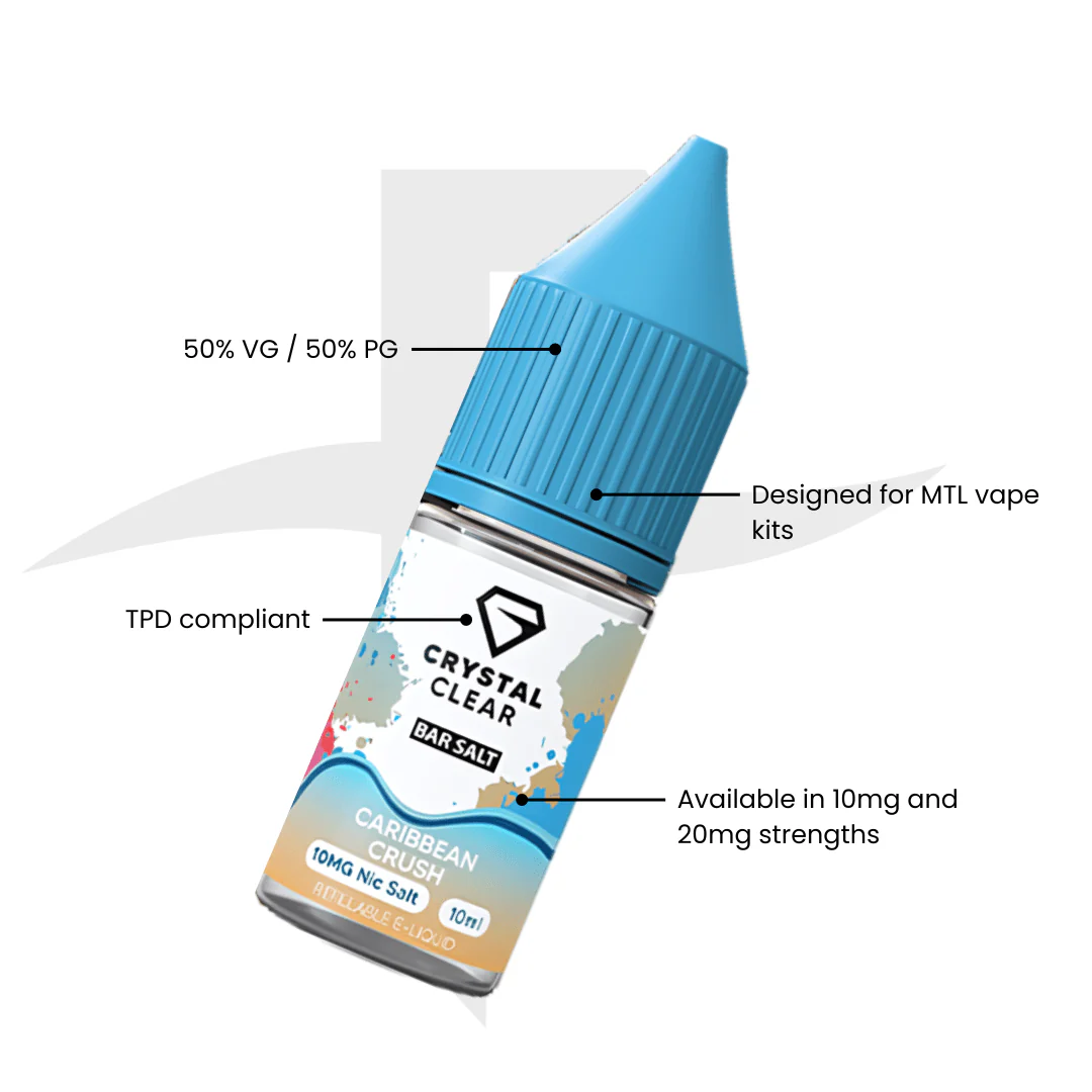Crystal Clear Bar Nic Salts 10ml - Caribbean Crush - Image 2