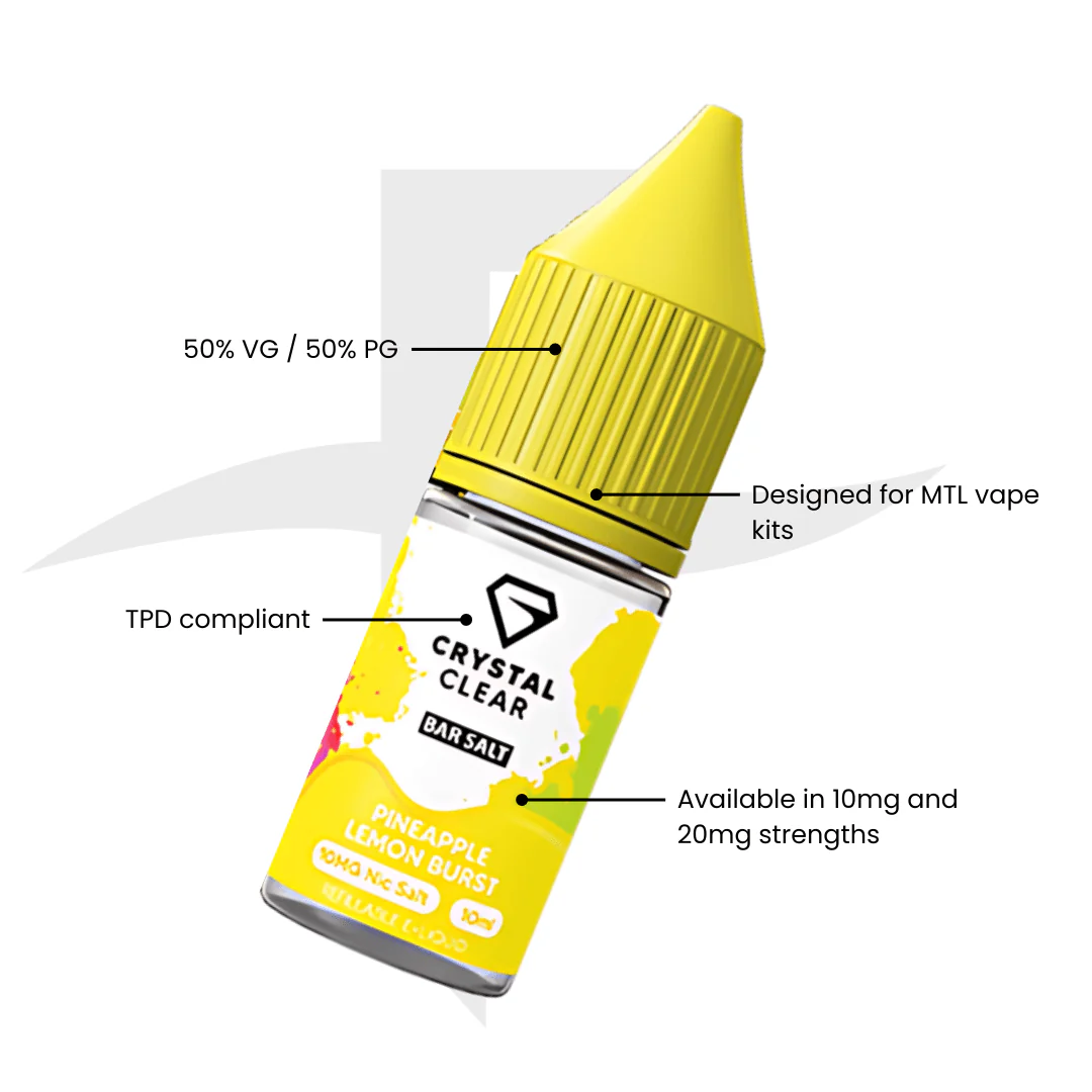 Crystal Clear Bar Nic Salts 10ml - Pineapple Lemon Brust - Image 2