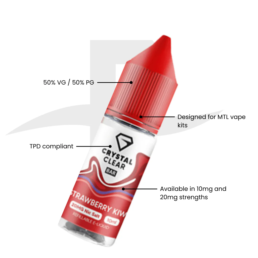 Crystal Clear Bar Nic Salts 10ml - Strawberry Kiwi - Image 2